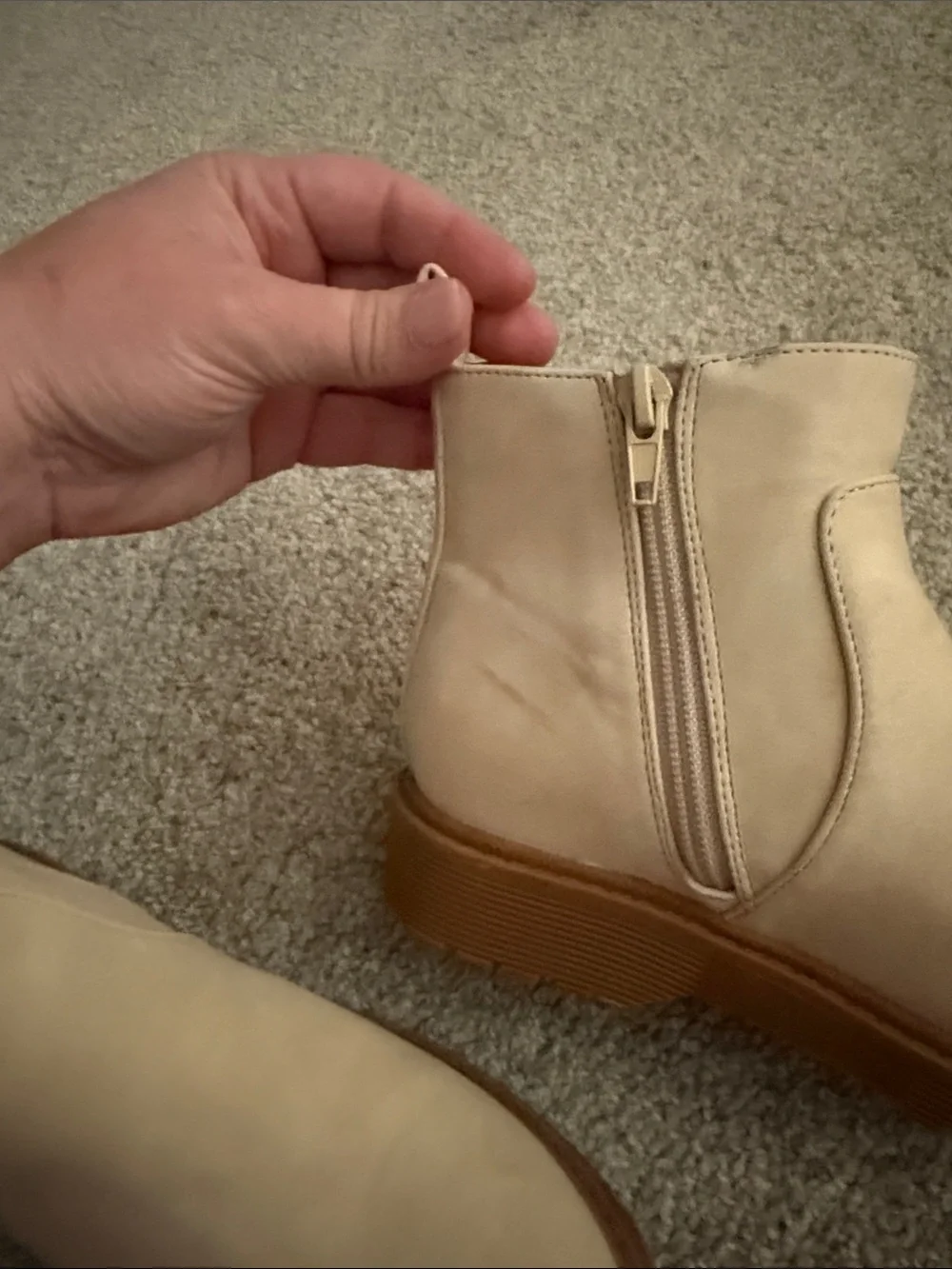Zby Girls Neutral Chelsea Booties with Side Zip